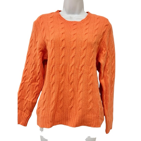 Ralph Lauren PURPLE LABEL Womens Sweater S/M Cashmere MELON Cable Knit EUC - Picture 1 of 12